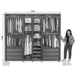 Guarda Roupa Casal Volpi Ripado 6 Portas Cumaru/opala com 8 Espelhos - Madetec - 4