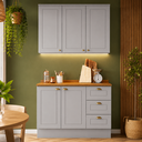 Ver imagem 1 de Cozinha Compacta 2 Peças Casa 812 Amy com Balcão 3 Gavetas Armário Aéreo e Tampo MDF