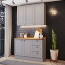 Ver imagem 4 de Cozinha Compacta 2 Peças Casa 812 Amy com Balcão 3 Gavetas Armário Aéreo e Tampo MDF