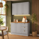 Ver imagem 2 de Cozinha Compacta 2 Peças Casa 812 Amy com Balcão 3 Gavetas Armário Aéreo e Tampo MDF