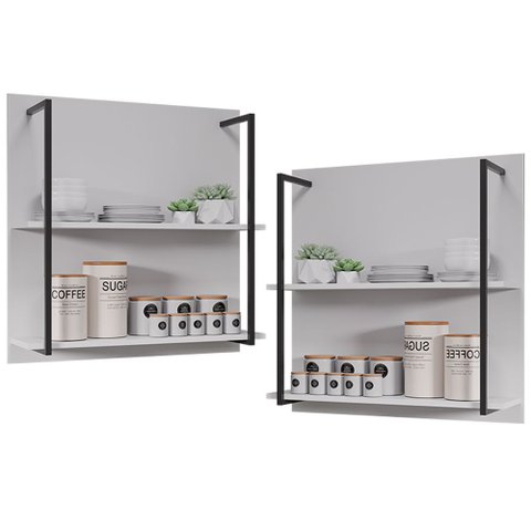 Kit 02 Painéis Industrial Multiuso com 2 Prateleiras Cler M05 Branco - Inoviza