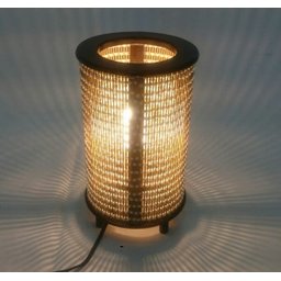 Luminária Abajur Bambu Japonês para Sala Quarto Cor do Abajur:Marrom;Cor Da Base:Tabaco - 2