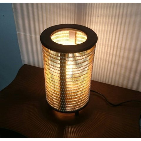 Luminária Abajur Bambu Japonês para Sala Quarto Cor do Abajur:Marrom;Cor Da Base:Tabaco