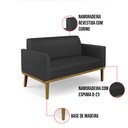 Ver imagem 6 de Sofá Namoradeira com 2 Poltronas Base de Madeira Fixa Castanho Marisa Corino Preto - D'Rossi