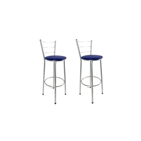 Kit 2 Banqueta Alta Prata Cozinha Gourmet Americana Balcão:azul