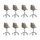 Ver imagem 1 de Cadeira Office Base Cromada Oficial com Rodízio Giratória Saarinen - Bege - 8