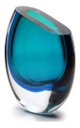 Ver imagem 4 de Vaso Gota Cortada Cristal Murano Bicolor Verde Água-marinha