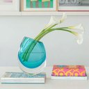 Ver imagem 5 de Vaso Gota Cortada Cristal Murano Bicolor Verde Água-marinha