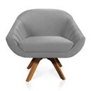 Ver imagem 5 de Kit 02 Poltronas Veludo Cinza Base Madeira