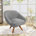 Ver imagem 7 de Kit 02 Poltronas Veludo Cinza Base Madeira