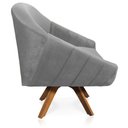 Ver imagem 4 de Kit 02 Poltronas Veludo Cinza Base Madeira