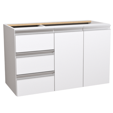 Balcão Móvel Gabinete Mdf para Banheiro sem Tampo 80cm Esquerdo com Fundo