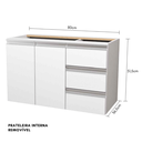 Ver imagem 4 de Balcão Móvel Gabinete Mdf para Banheiro sem Tampo 80cm Esquerdo com Fundo