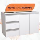 Ver imagem 2 de Balcão Móvel Gabinete Mdf para Banheiro sem Tampo 80cm Esquerdo com Fundo