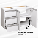 Ver imagem 3 de Balcão Móvel Gabinete Mdf para Banheiro sem Tampo 80cm Esquerdo com Fundo