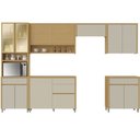 Ver imagem 1 de Armário de Cozinha Completa 100% Mdf 12 Portas 5 Gavetas Cléo Madeirado/off White Nesher