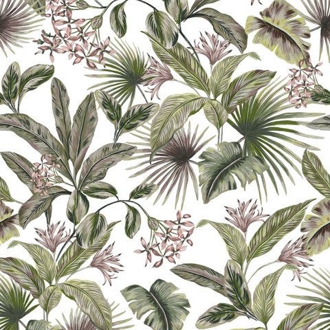 Papel de Parede Botânica Hf Folhagem Verde 81277
