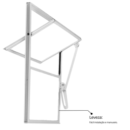 Janela de Alumínio Basculante 40x40cm com 1 Bascula e Vidro Mini Boreal Soft MGM Branco - 10