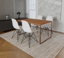 Ver imagem 1 de Mesa Industrial Base Ferro Cobre Tampo 137x90 Canela 4 Cadeiras Eames Ferro Preto Assento Branco