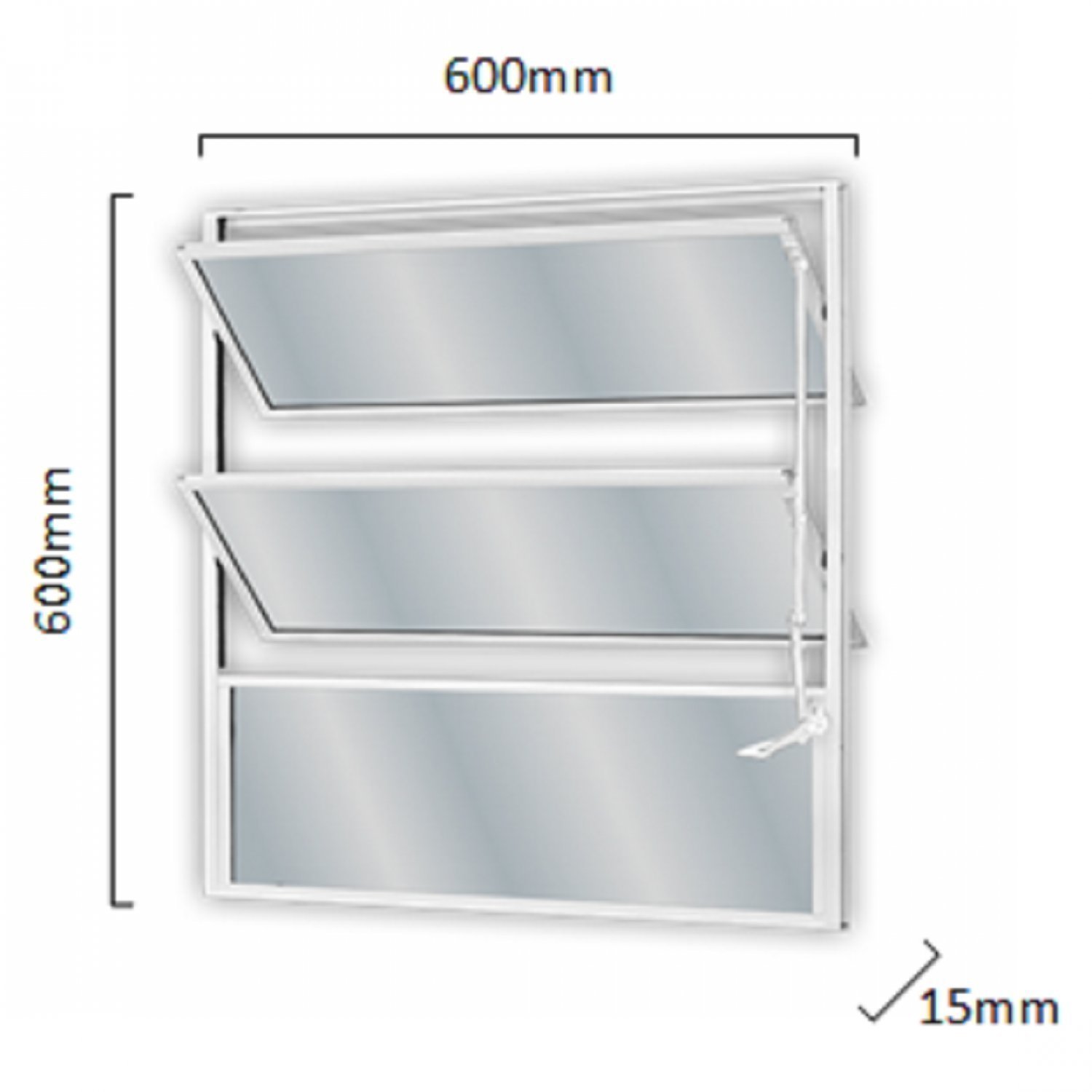 Janela de Alumínio Basculante 60x60cm com 2 Basculas e Vidro Mini Boreal Soft MGM Branco - 3