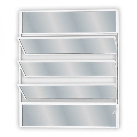 Janela de Alumínio Basculante 80x60cm com 3 Basculas e Vidro Mini Boreal Soft MGM Branco