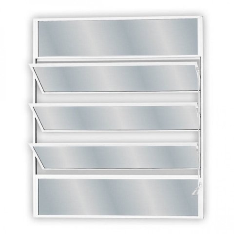 Janela de Alumínio Basculante 80x60cm com 3 Basculas e Vidro Mini Boreal Soft Mgm Branco
