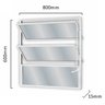 Janela de Alumínio Basculante 60x80cm com 2 Basculas e Vidro Mini Boreal Soft MGM Branco - 3