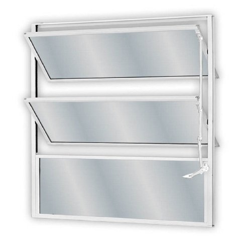 Janela de Alumínio Basculante 60x80cm com 2 Basculas e Vidro Mini Boreal Soft MGM Branco
