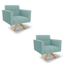 Ver imagem 2 de Poltrona Sala Decorativa Kit 2 Elisa Giratória Castanho Ma30 Cotelê Ext/veludo D03 - D’Rossi