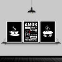 Ver imagem 1 de Kit 3 Quadros Cozinha Amor Nomes De Comida 24x18cm:Madeira branca