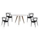 Ver imagem 1 de Conjunto Mesa Square Redonda Tampo Branco Fosco Diâmetro 88cm com 4 Cadeiras Allegra Preta