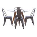 Ver imagem 1 de Conjunto Mesa Square Redonda Branco Fosco 88 com 4 Cadeiras Tolix Ferrugem Vintage