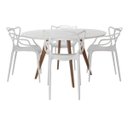 Ver imagem 1 de Conjunto Mesa Square Redonda Branco Fosco 88cm com 4 Cadeiras Allegra Branca