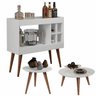 Conjunto Sala com Aparador Bar com Adega Laguna / Mesa de Centro e Lateral Cissa - Branco - 1