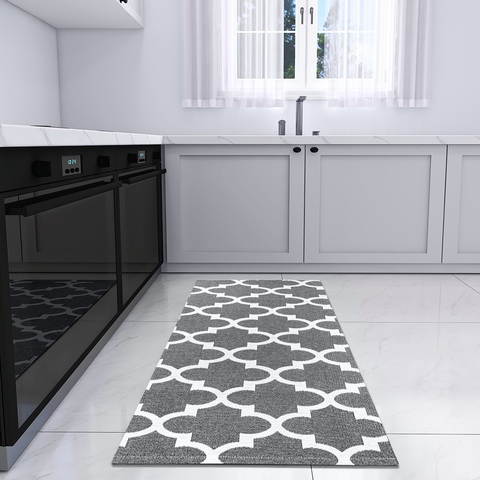 Passadeira Tapete Corredor Cozinha Rústico Moderno Antiderrapante  2,00 x 0,45 Decorativo Cinza