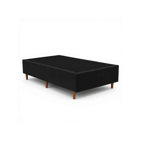 Base Cama Box Solteiro Reforçada 88x188x40cm Preto Madeira Maciça Eucalipto Suporta até 120kg