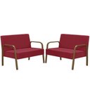 Ver imagem 1 de Kit 2 Poltrona 2 Lugares Jade Braço Madeira Vermelho