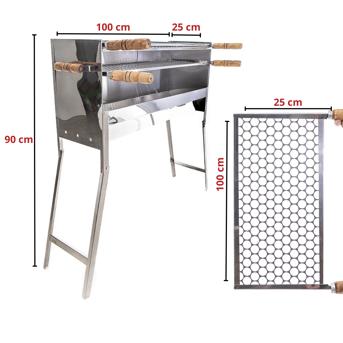 Churrasqueira Inox Espetinho Profissional Portatil Modelo Profissional Tamanho 100x25x90 - 3