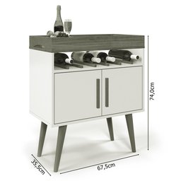 Aparador Café Drink com Portas Off White/Caramelo Pés em Madeira Pinus Ofertamo - 5