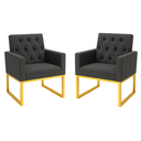 Ver imagem 1 de Kit 2 Poltronas Decorativas para Estúdio e Salão Base Metal Cinza