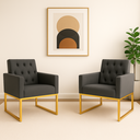 Ver imagem 2 de Kit 2 Poltronas Decorativas para Estúdio e Salão Base Metal Cinza