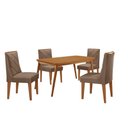 Ver imagem 2 de Mesa de Jantar Copper 120cm Tampo Mdf 4 Cadeiras Moderna Veludo Capuccino/naturalle/naturalle