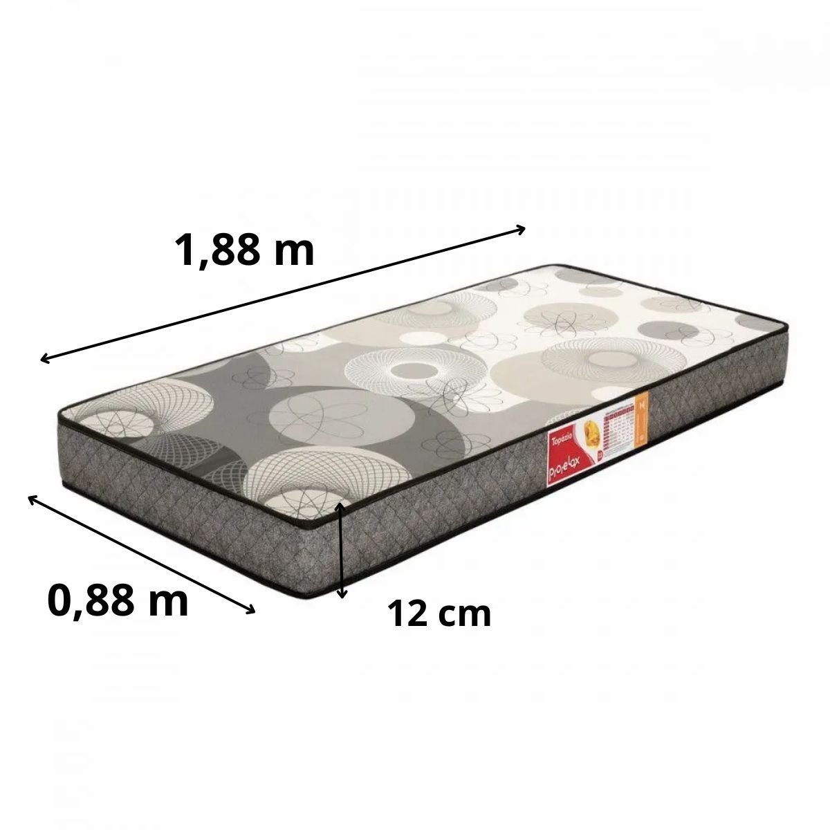 Colchão Solteiro Topázio 1,88 X 0,88 M Densidade 23 - Prorelax - 2