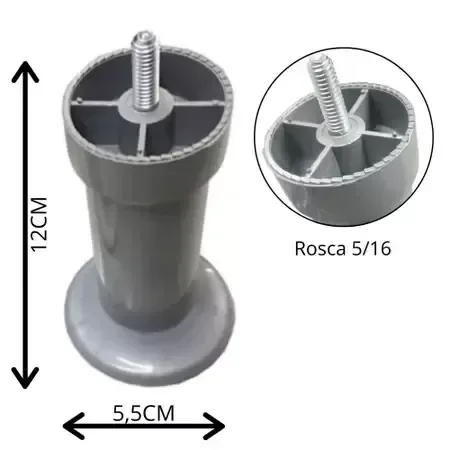 Ver imagem 2 de Kit Pés para Cama Box com 14 Unidades Cinza Altura de 13 Cm