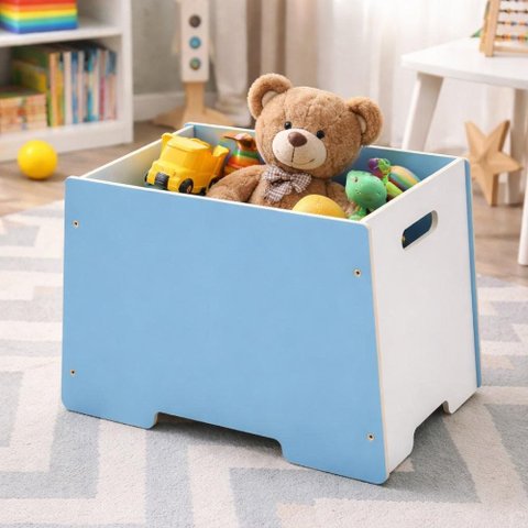 Bau Organizador Brinquedos Madeira Grande 2 em 1 Vira Banquinho Estante Porta Treco Infantil Caixa o