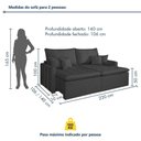 Ver imagem 7 de Sofá Retrátil Boston 3 Lugares 220cm Cinza Veludo Kc Rei de Casa