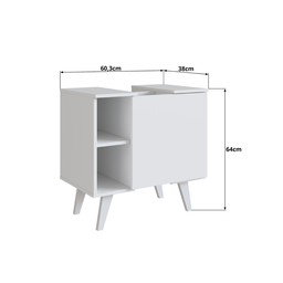 Gabinete de Coluna para Banheiro Slim 1 Porta B86 Emovell:branco - 3