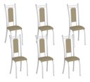 Ver imagem 2 de Kit 6 Cadeiras Paris Corino Creme Tubo Branco