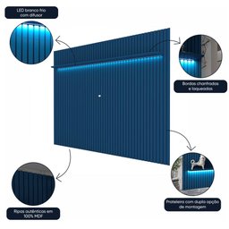 Painel para Tv Ripado com Led Nobre 230 Azul - Gelius - 3 Painel para Tv Ripado com Led Nobre 230 Azul - Gelius - 3
