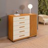 Cômoda Paris Quarto com 6 Gavetas e 1 Porta Ripada Cinamomo/off White - 1